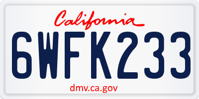 CA license plate 6WFK233