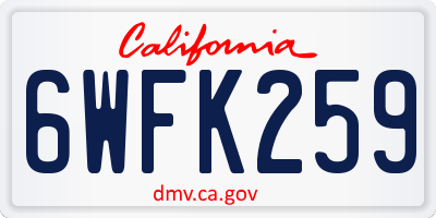 CA license plate 6WFK259