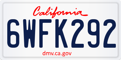 CA license plate 6WFK292