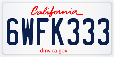 CA license plate 6WFK333
