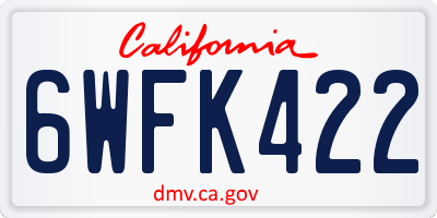 CA license plate 6WFK422