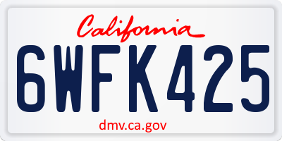 CA license plate 6WFK425
