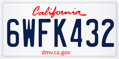 CA license plate 6WFK432