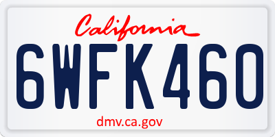 CA license plate 6WFK460