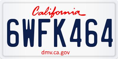 CA license plate 6WFK464