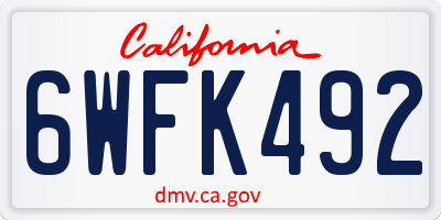 CA license plate 6WFK492