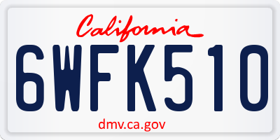 CA license plate 6WFK510