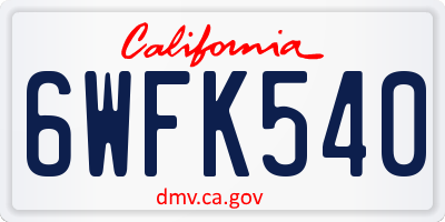 CA license plate 6WFK540
