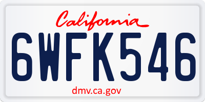 CA license plate 6WFK546