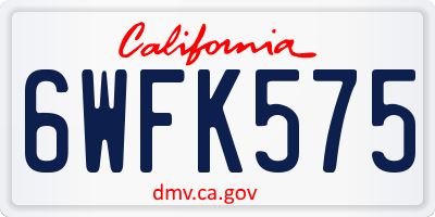 CA license plate 6WFK575