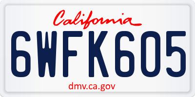 CA license plate 6WFK605