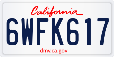 CA license plate 6WFK617