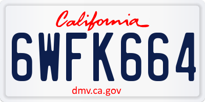 CA license plate 6WFK664