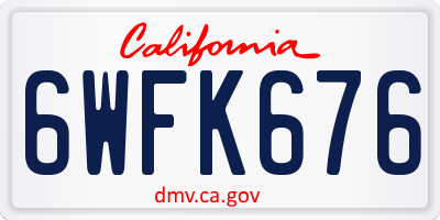 CA license plate 6WFK676
