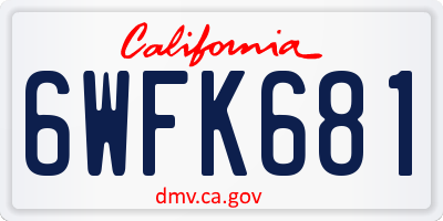 CA license plate 6WFK681