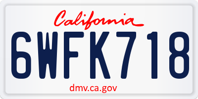 CA license plate 6WFK718