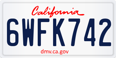 CA license plate 6WFK742