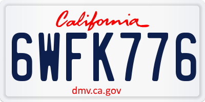 CA license plate 6WFK776