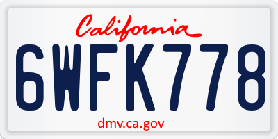 CA license plate 6WFK778