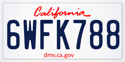 CA license plate 6WFK788