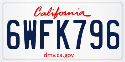 CA license plate 6WFK796
