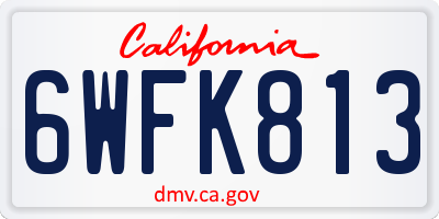 CA license plate 6WFK813