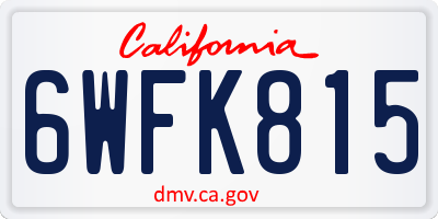 CA license plate 6WFK815
