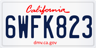 CA license plate 6WFK823