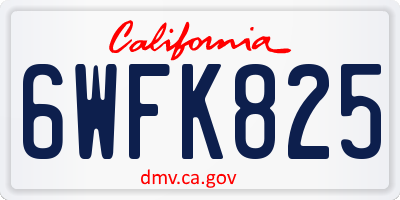 CA license plate 6WFK825