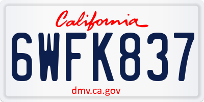 CA license plate 6WFK837