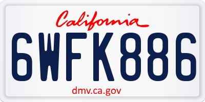 CA license plate 6WFK886