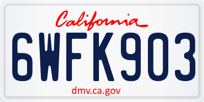 CA license plate 6WFK903