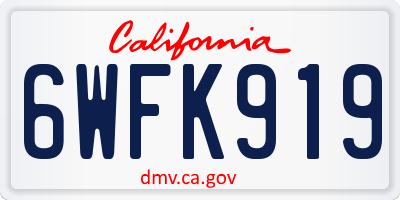 CA license plate 6WFK919
