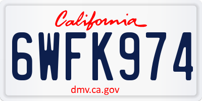 CA license plate 6WFK974