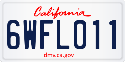 CA license plate 6WFL011