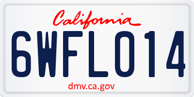 CA license plate 6WFL014