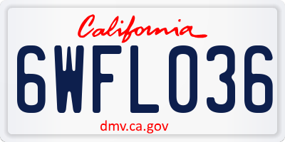 CA license plate 6WFL036