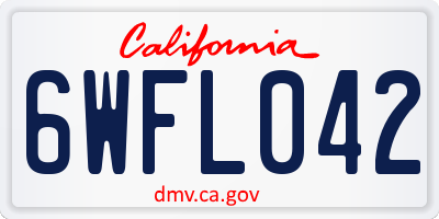 CA license plate 6WFL042