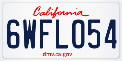 CA license plate 6WFL054