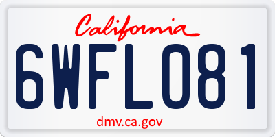 CA license plate 6WFL081
