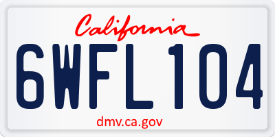 CA license plate 6WFL104