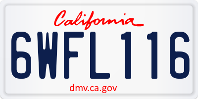 CA license plate 6WFL116