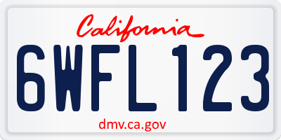 CA license plate 6WFL123