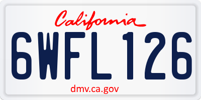 CA license plate 6WFL126
