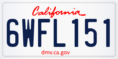 CA license plate 6WFL151