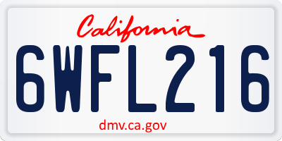 CA license plate 6WFL216