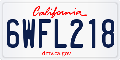 CA license plate 6WFL218