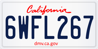 CA license plate 6WFL267