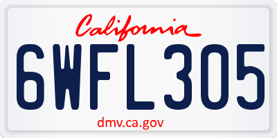 CA license plate 6WFL305