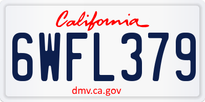 CA license plate 6WFL379